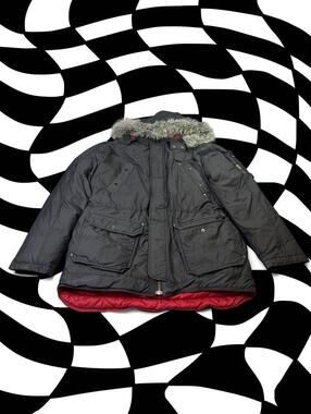Vintage Triple Five Soul Black & Red puffer jacket with fur hood